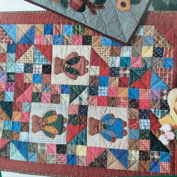 Vintage Doll Size Quilt Sewing Pattern Bear Ladybears Scrap Patchwork Applique - Picture 4 of 10
